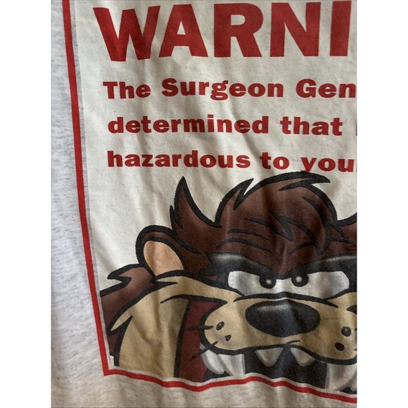 90s TAZ LOONEY TUNES SURGEON GENERAL WARNING T-Shirt Shirt M Warner Bros - Picture 4 of 7